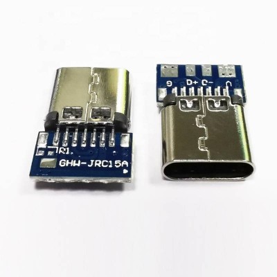 180 degree am usb c type female solder connector